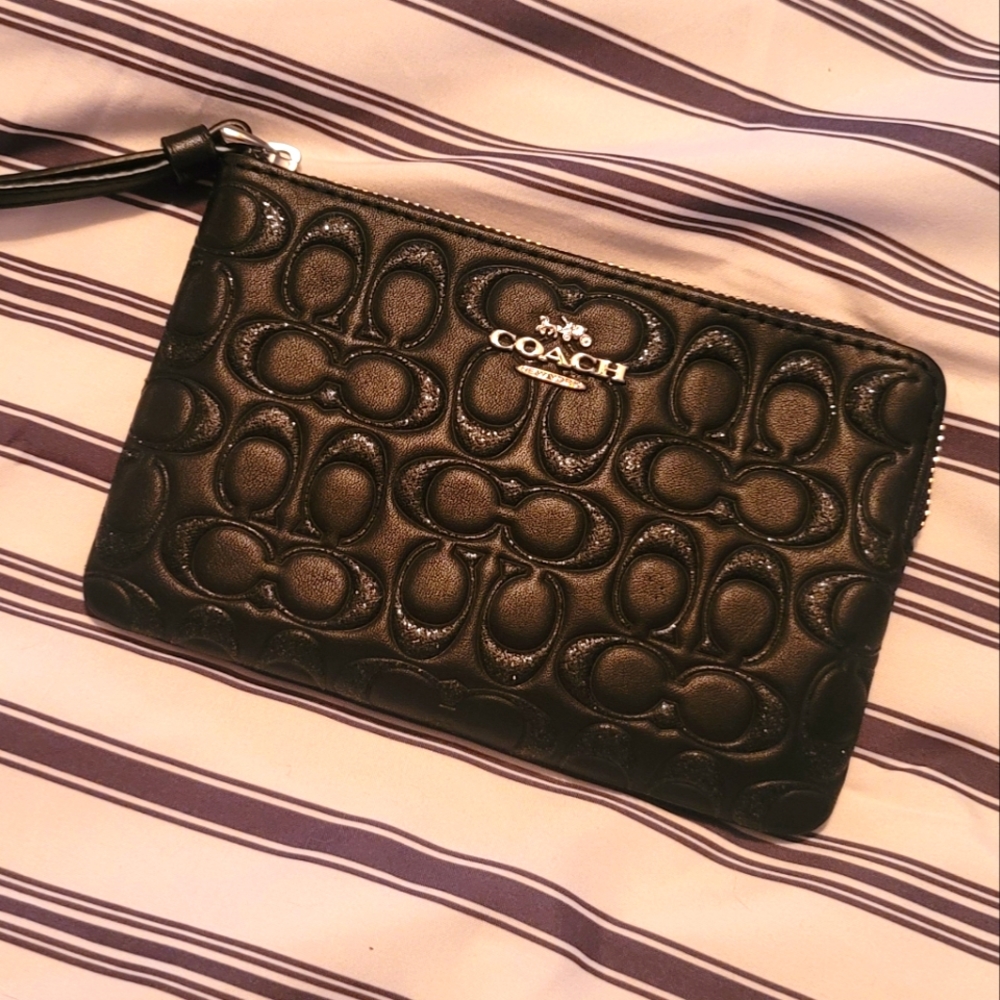 Black and Glitter Coach Wallet Wristlet